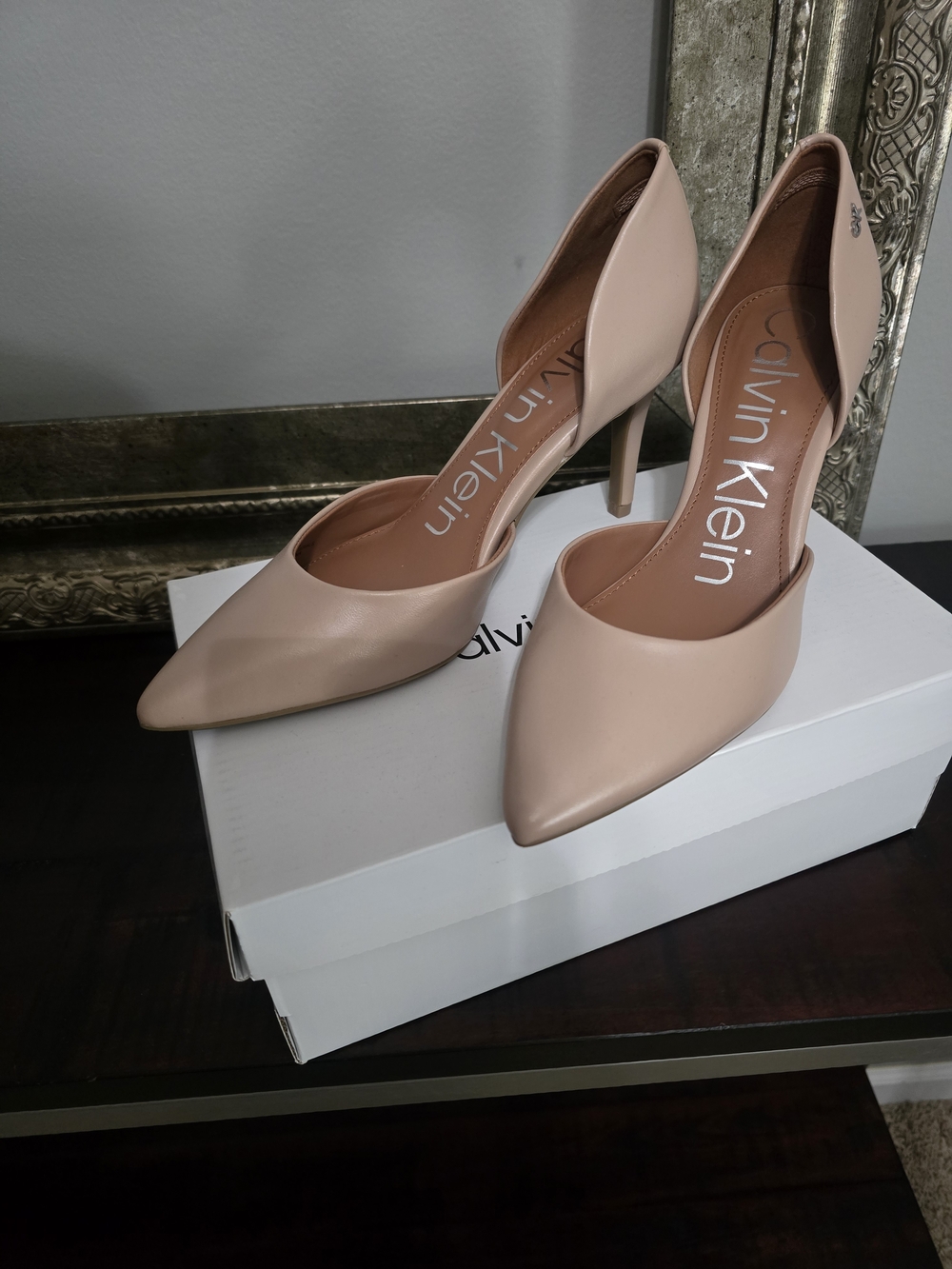 Calvin Klein Nude Pointed D'Orsay Heels